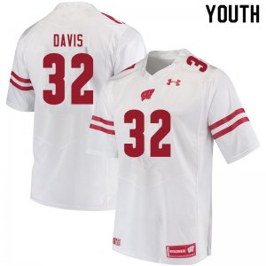 Youth Wisconsin Badgers NCAA #32 Julius Davis White Authentic Under Armour Stitched College Football Jersey GS31O05OU